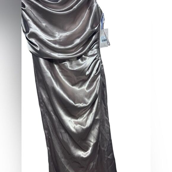 Birdy Grey Lydia Sexy Full Length Draped Dress Taupe Small NWT - Picture 5 of 12